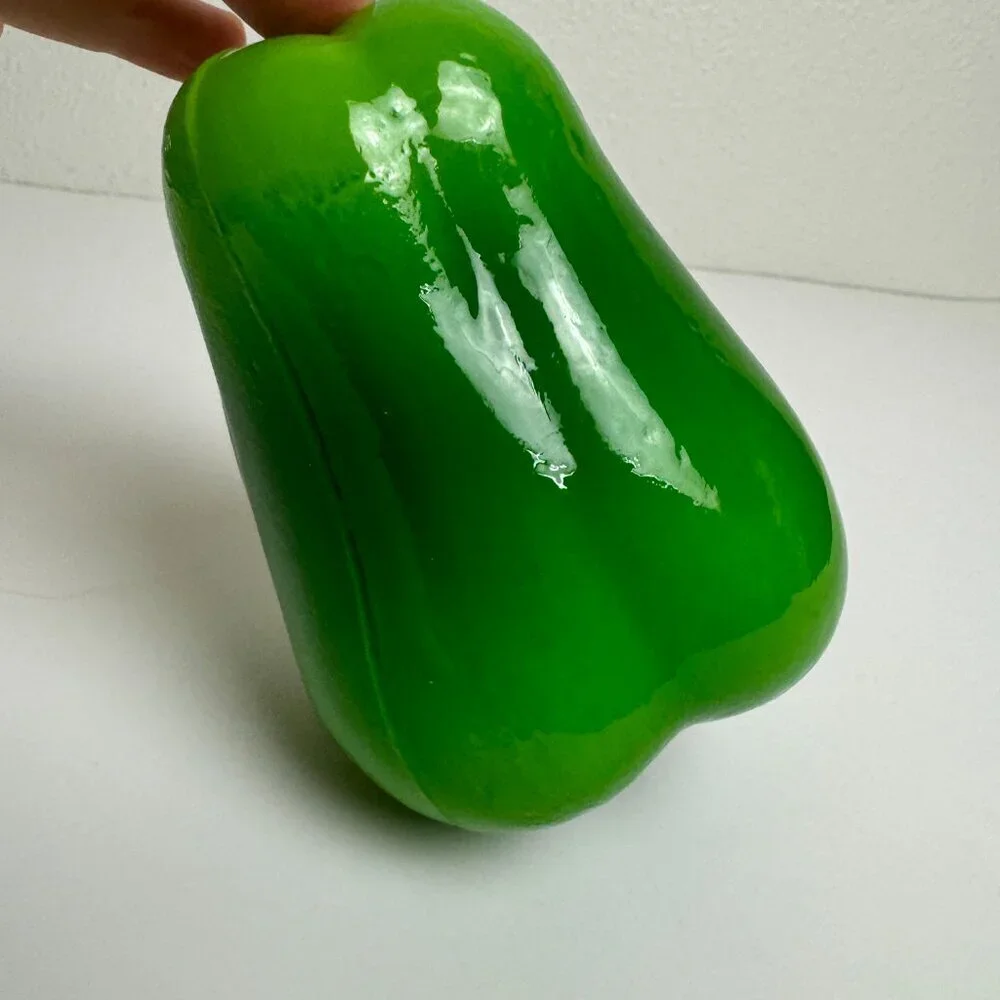 Blow Mold Art Glass Green Bell Pepper 6